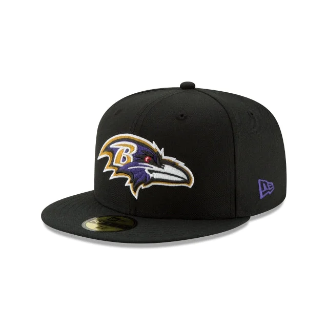 baseball cap for field sports-Baltimore Ravens Black 59FIFTY Fitted Hat