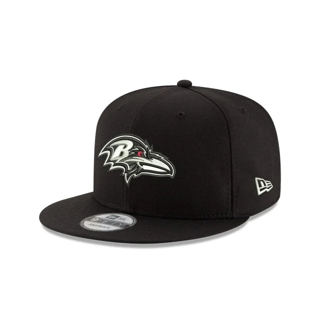 baseball cap with strong seams-Baltimore Ravens Black and White 9FIFTY Snapback Hat