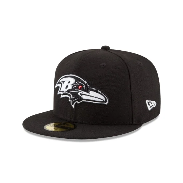 baseball cap with subtle threads-Baltimore Ravens Black & White 59FIFTY Fitted Hat