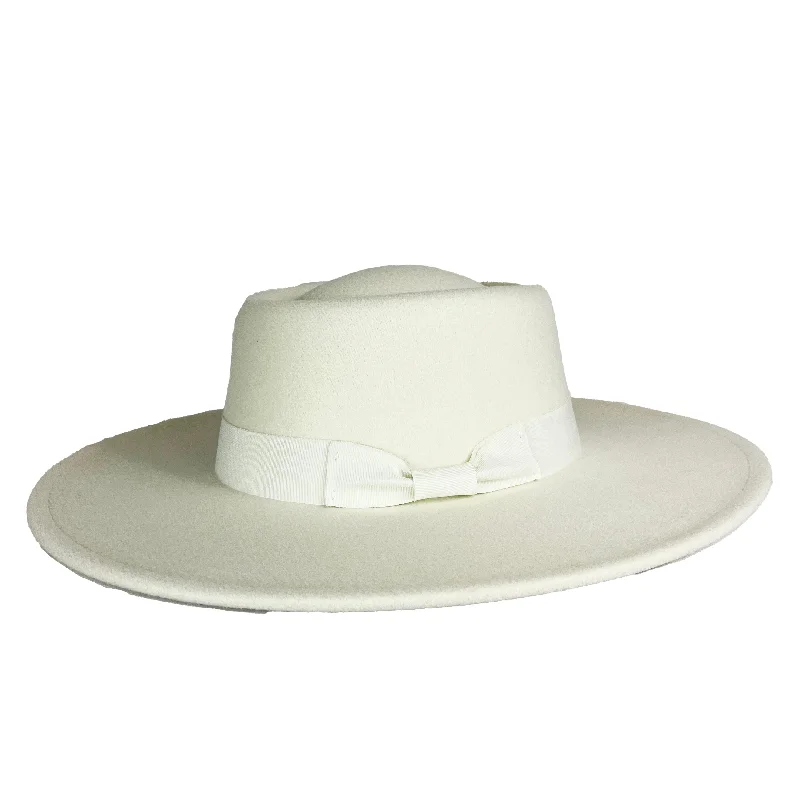 baseball cap with laid-back fit-FH-8111 Felt Brim Hat- White