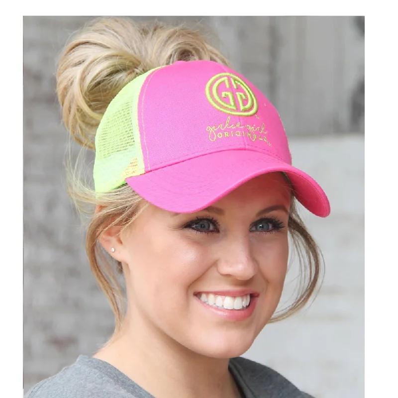 baseball cap for emo fashion-BJ-1 Pony Caps Logo Pink Green