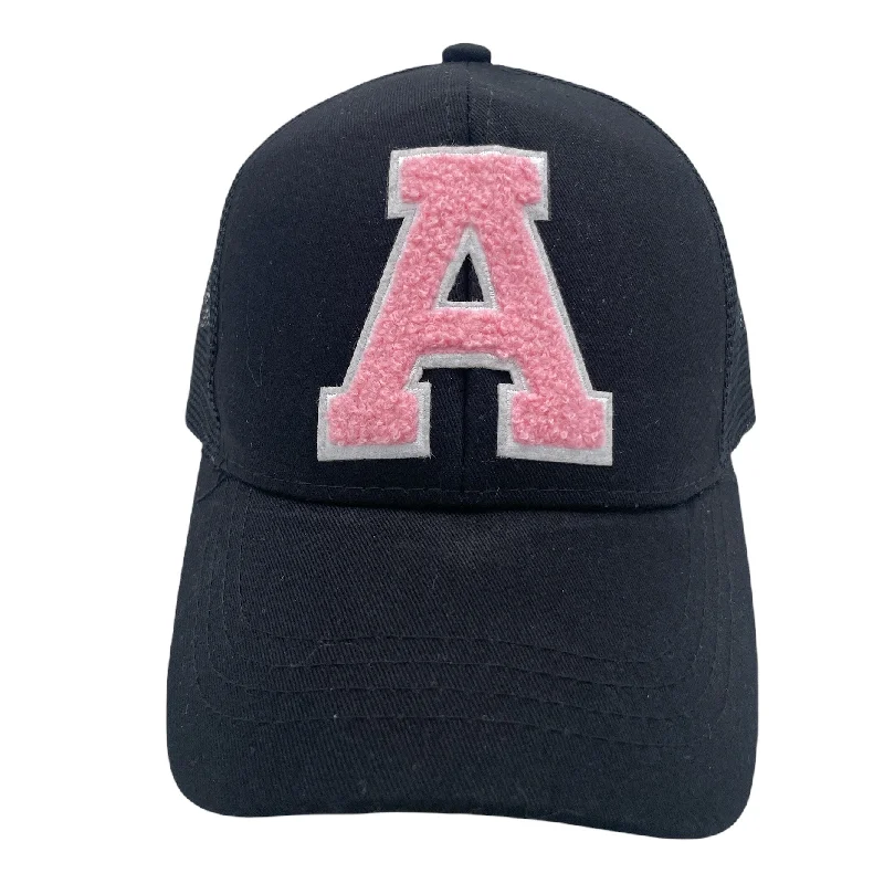 baseball cap for beach trips-BT INITIAL CAP BLACK-PINK