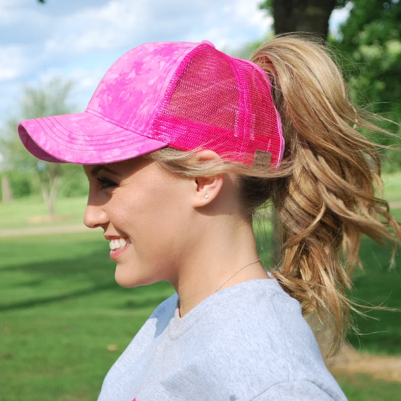 baseball cap for desert heat-BT-5 C.C Pony Caps Hot Pink Tie Dye