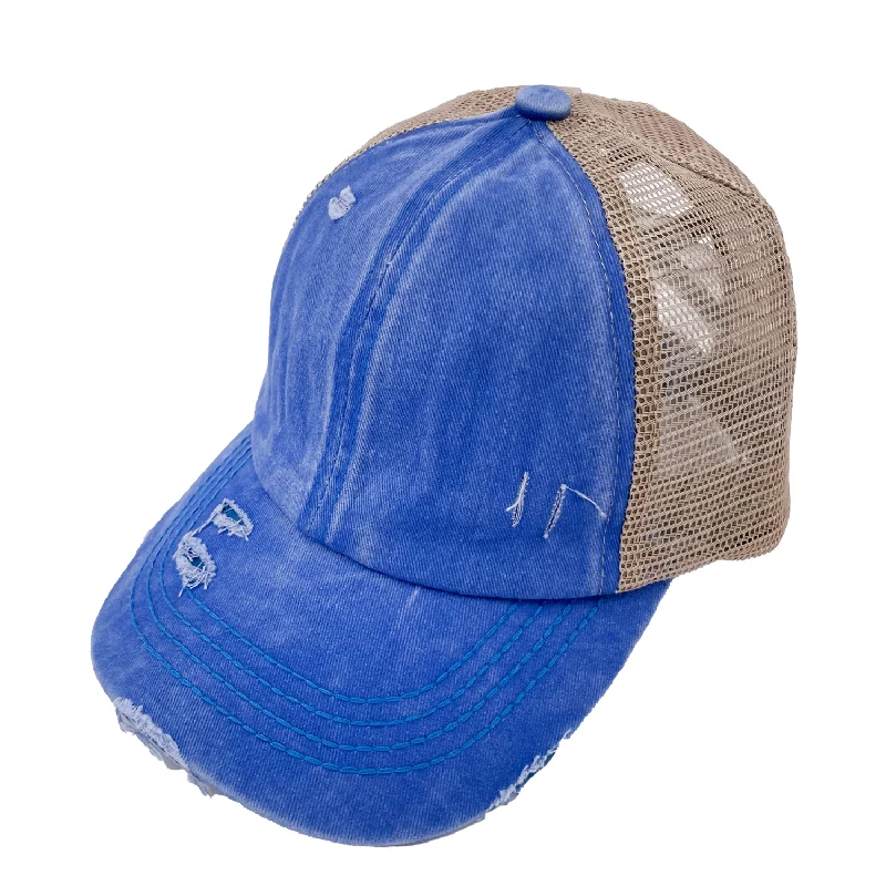 baseball cap with glow-in-dark elements-BT-780 C.C Criss Cross Pony Cap Blue Moon/Beige