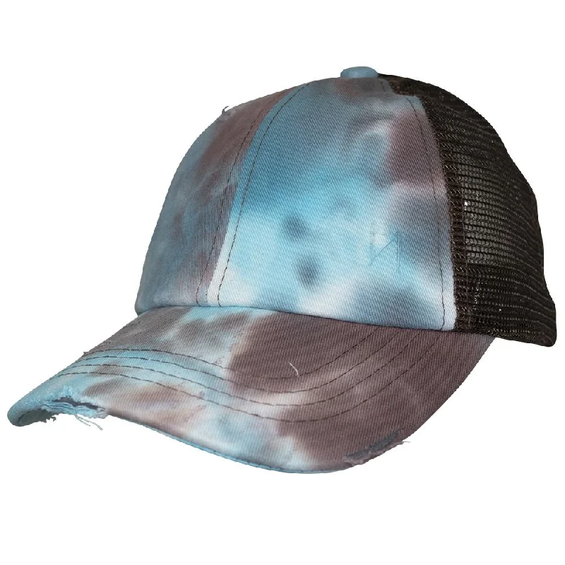 baseball cap for jungle treks-BT-924 C.C Criss Cross Pony Cap Tie Dye Brown/Brown