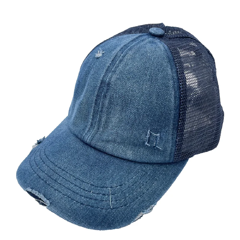 baseball cap with vibrant colors-BT-780 C.C Criss Cross Pony Cap Denim/Navy