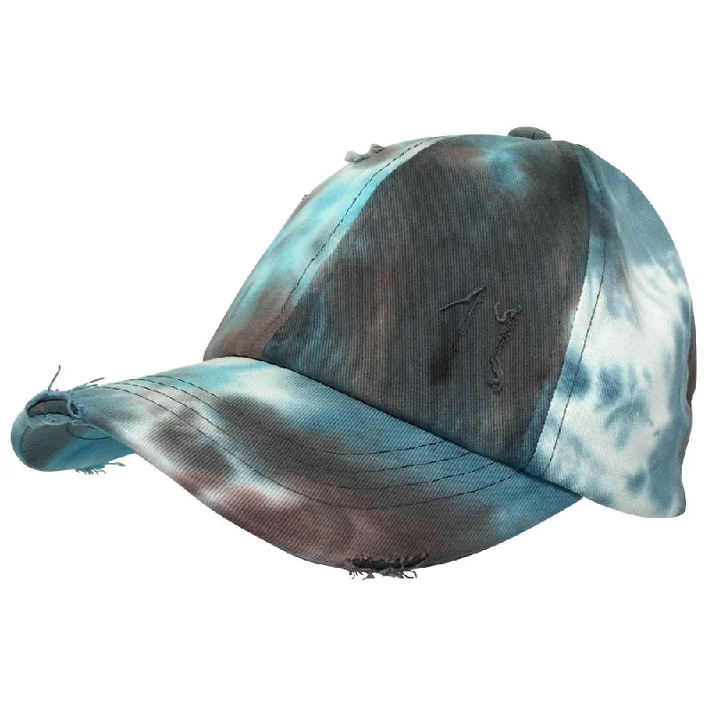 baseball cap for outdoor parties-BT-791 C.C Criss Cross Tie Dye Pony Cap BROWN