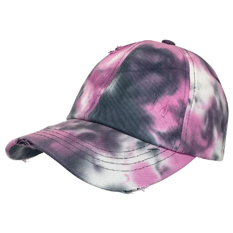 baseball cap with high-visibility strips-BT-791 C.C Criss Cross Tie Dye Pony Cap GREY