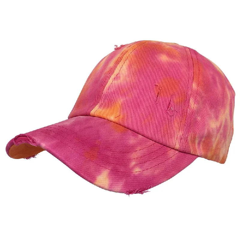 baseball cap for soccer fans-BT-791 C.C Criss Cross Tie Dye Pony Cap ORANGE