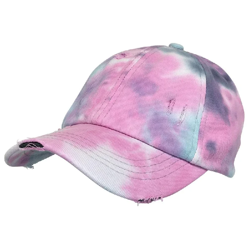 baseball cap for river rafting-BT-791 C.C Criss Cross Tie Dye Pony Cap BABY PINK