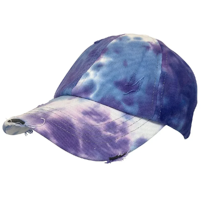 baseball cap with monogram initials-BT-791 C.C Criss Cross Tie Dye Pony Cap PURPLE