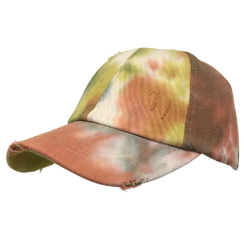 baseball cap with desert camo-BT-791 C.C Criss Cross Tie Dye Pony Cap SAGE