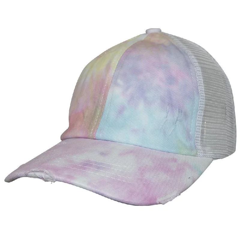 baseball cap for streetwear looks-BT-924 C.C Criss Cross Pony Cap Tie Dye Cotton Candy/White