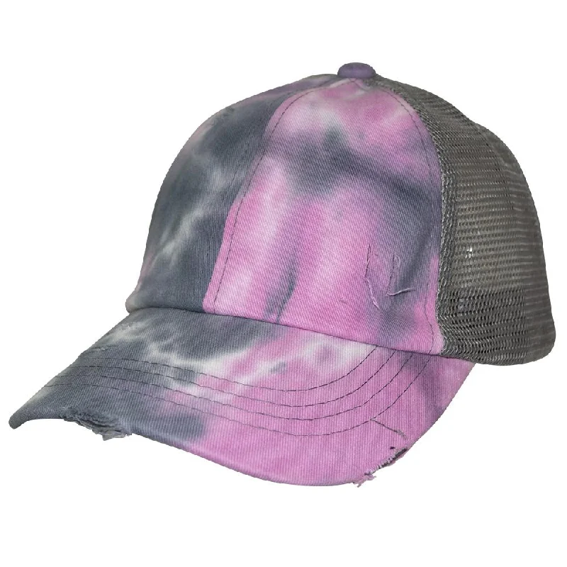 baseball cap for team uniforms-BT-924 C.C Criss Cross Pony Cap Tie Dye Grey/Grey