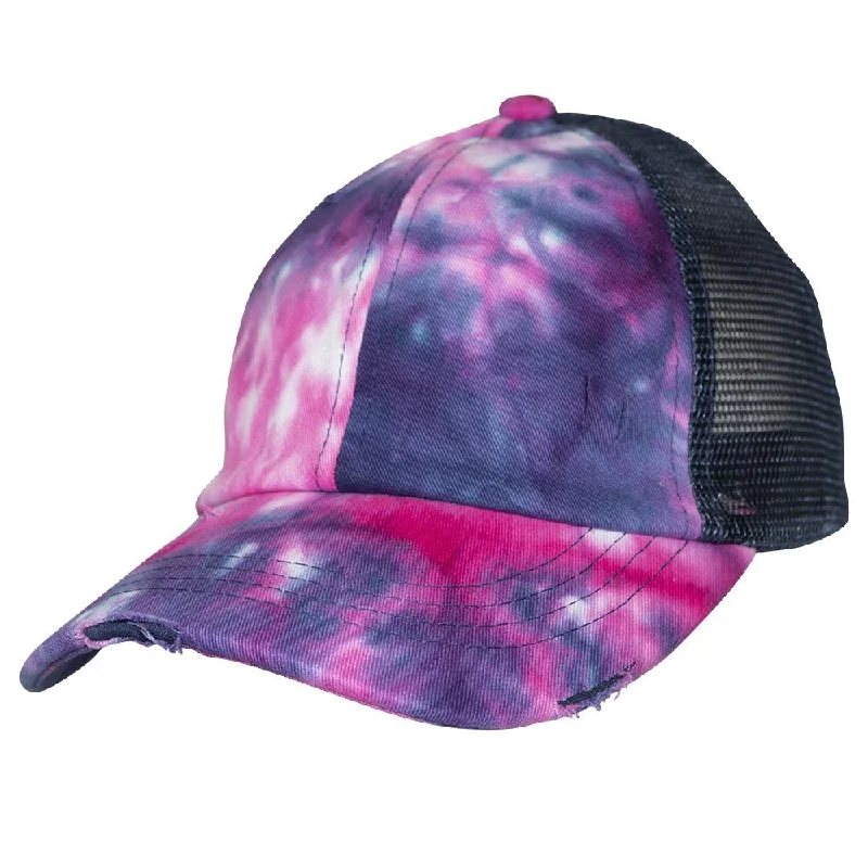 baseball cap for extreme sports-BT-924 C.C Criss Cross Pony Cap Tie Dye Navy/Navy