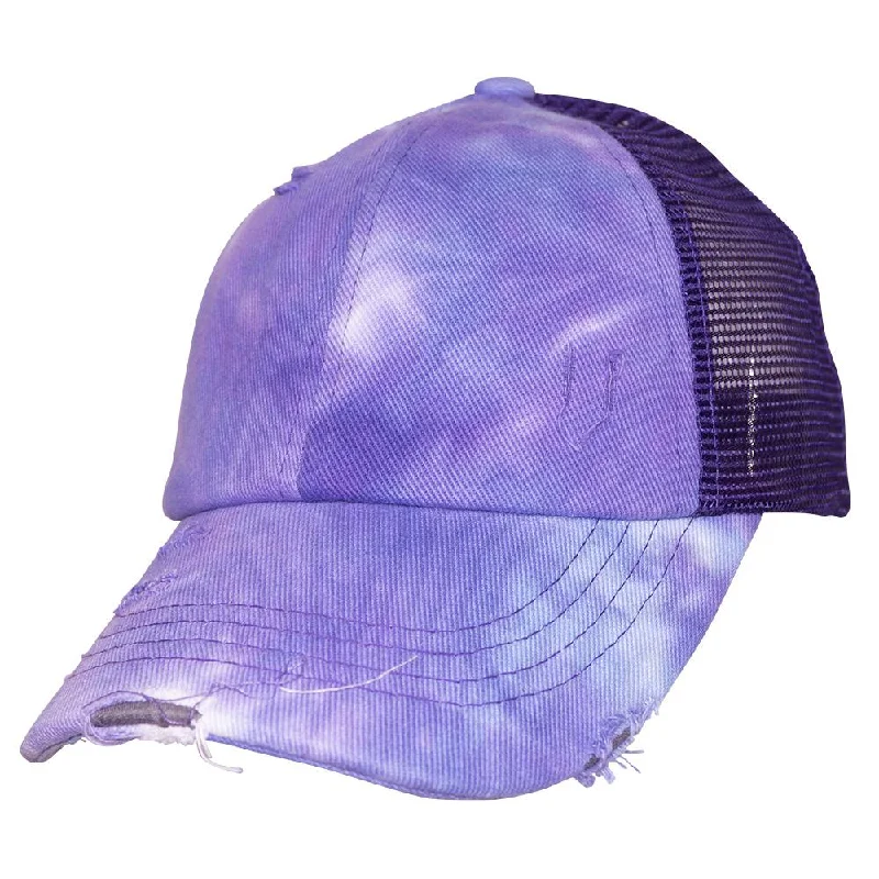 baseball cap with retro logos-BT-924 C.C Criss Cross Pony Cap Tie Dye Purple/Purple