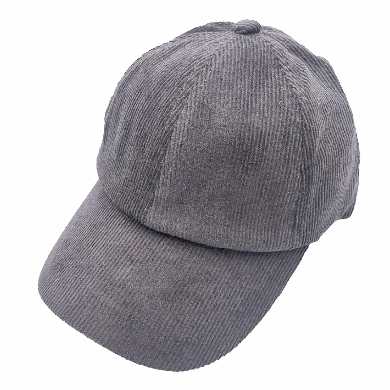 baseball cap with tie-dye design-BT-937 Corduroy Criss Cross Cap Grey