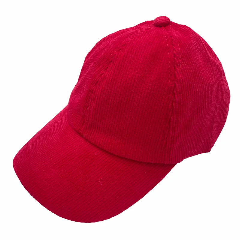 baseball cap with breathable fabric-BT-937 Corduroy Criss Cross Cap Red