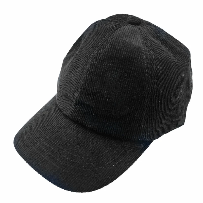 baseball cap with reflective strips-BT-937 Corduroy Criss Cross Cap Black