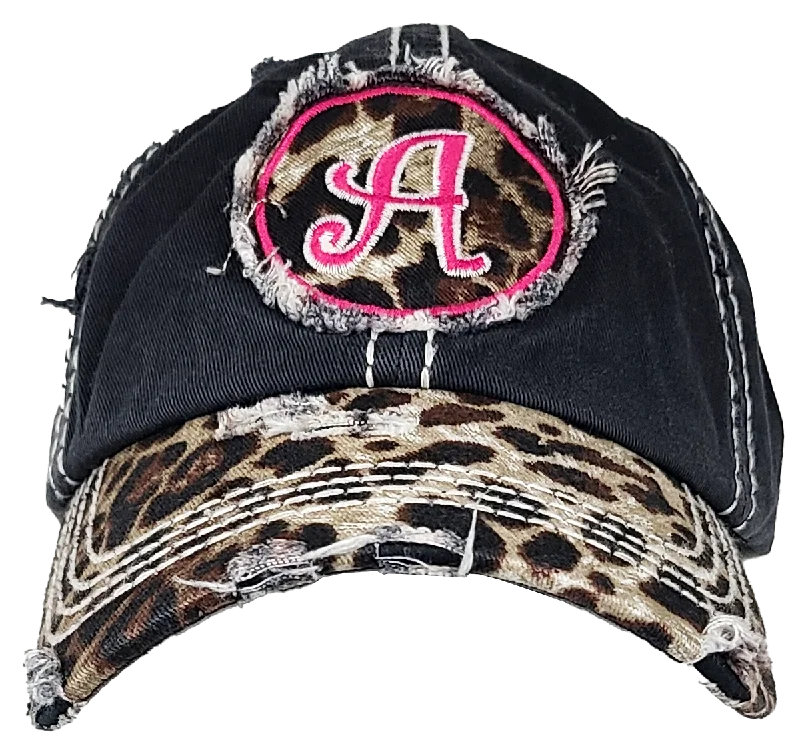 baseball cap with cheeky slogans-IN-8121 Initial Black Leopard Cap