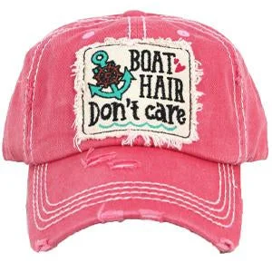 baseball cap with polka dots-KBV-1356-Boat Hair Dont Care Hot Pink