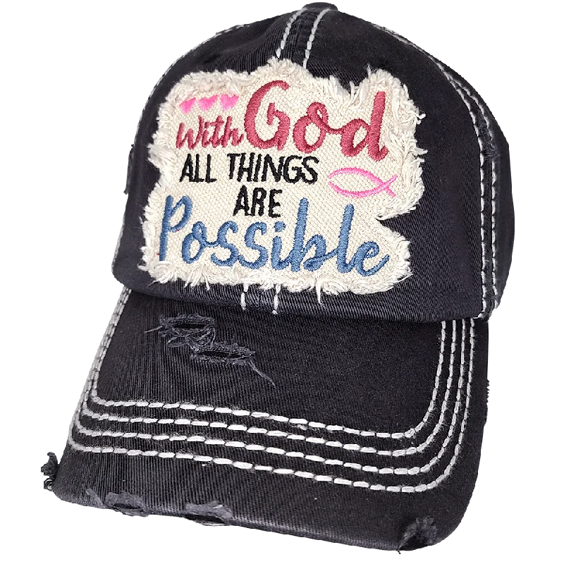 baseball cap for teenage fashion-KBV-1404 With God Black