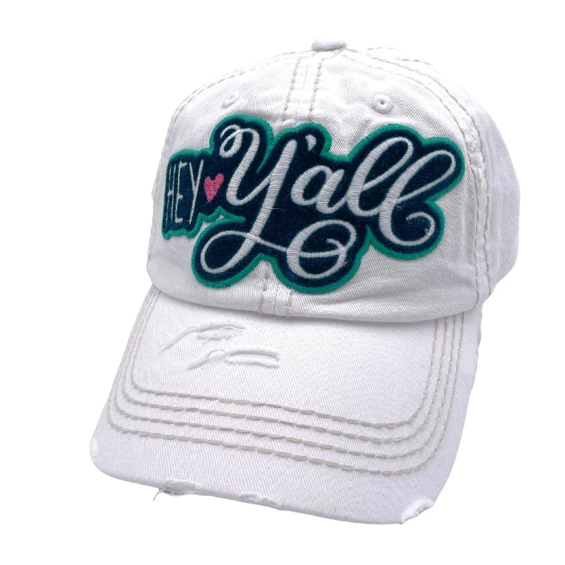 baseball cap for bald heads-KBV-1169 Hey Yall White