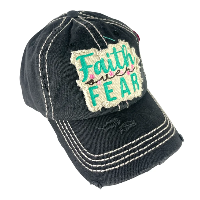 baseball cap fashion trends 2025-KBV-1418 BLK Faith Over Fear