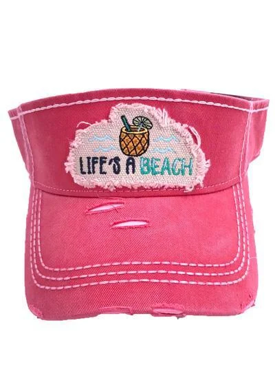 baseball cap with tribal patterns-KBR-142 Life's a Beach Hot Pink