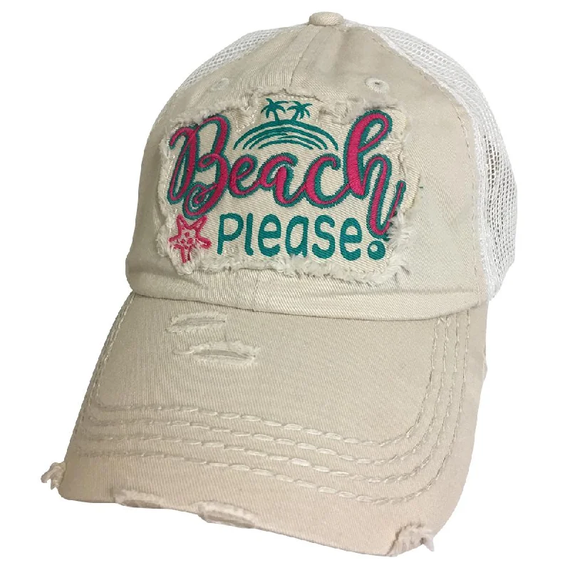 baseball cap with glow accents-KBV-1129 Beach Please Stone