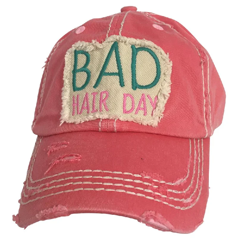 baseball cap with jungle camo-KBV-1138 Bad Hair Day Hot Pink