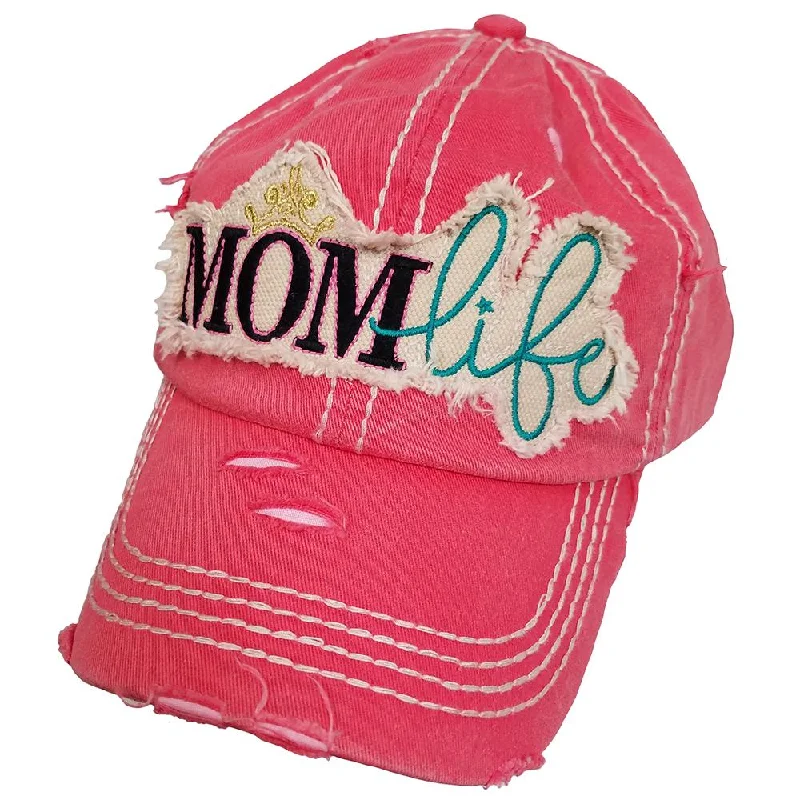 baseball cap with casual fit-KBV-1142 Mom Life Hot Pink