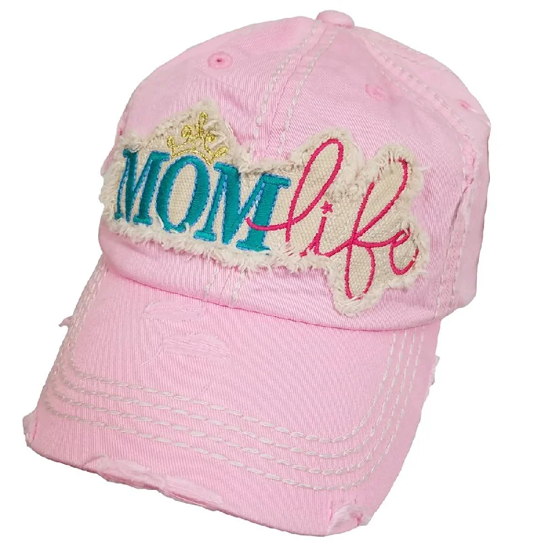 baseball cap for middle schoolers-KBV-1142 Mom Life Light Pink