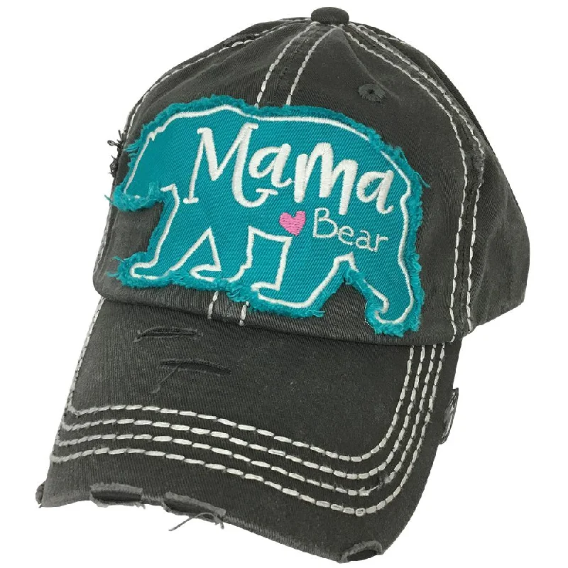 baseball cap for weekend wear-KBV-1147 Mama Bear Hat Black