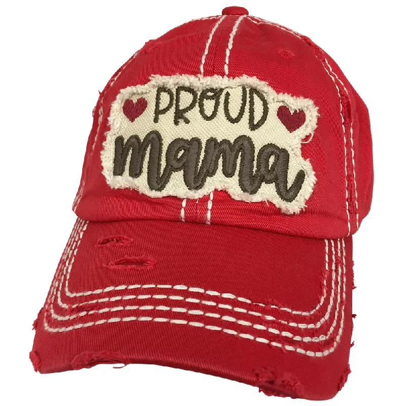 baseball cap for suburban looks-KBV-1164 Proud Mama Red