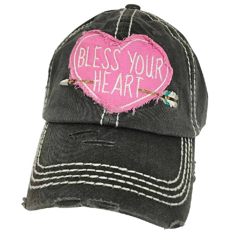 baseball cap with spiral designs-KBV-1171 Bless Your Heart-Black