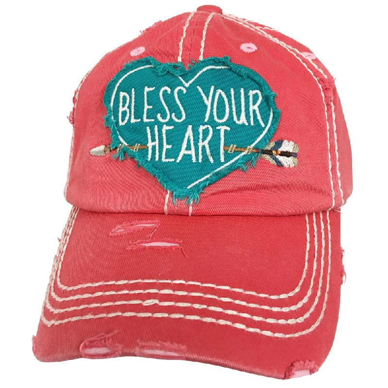 baseball cap for climbers-KBV-1171 Bless Your Heart-Hot Pink