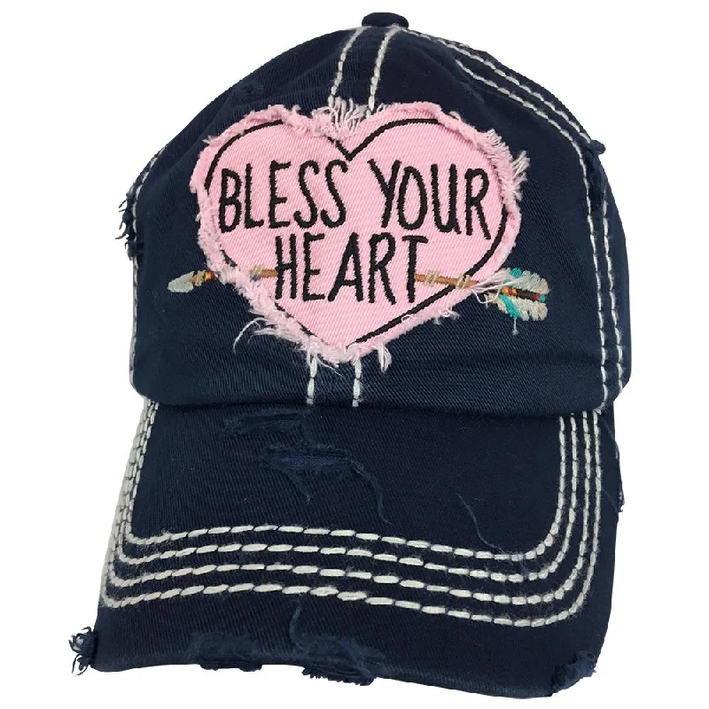 baseball cap for sunny climates-KBV-1171 Bless Your Heart-Navy