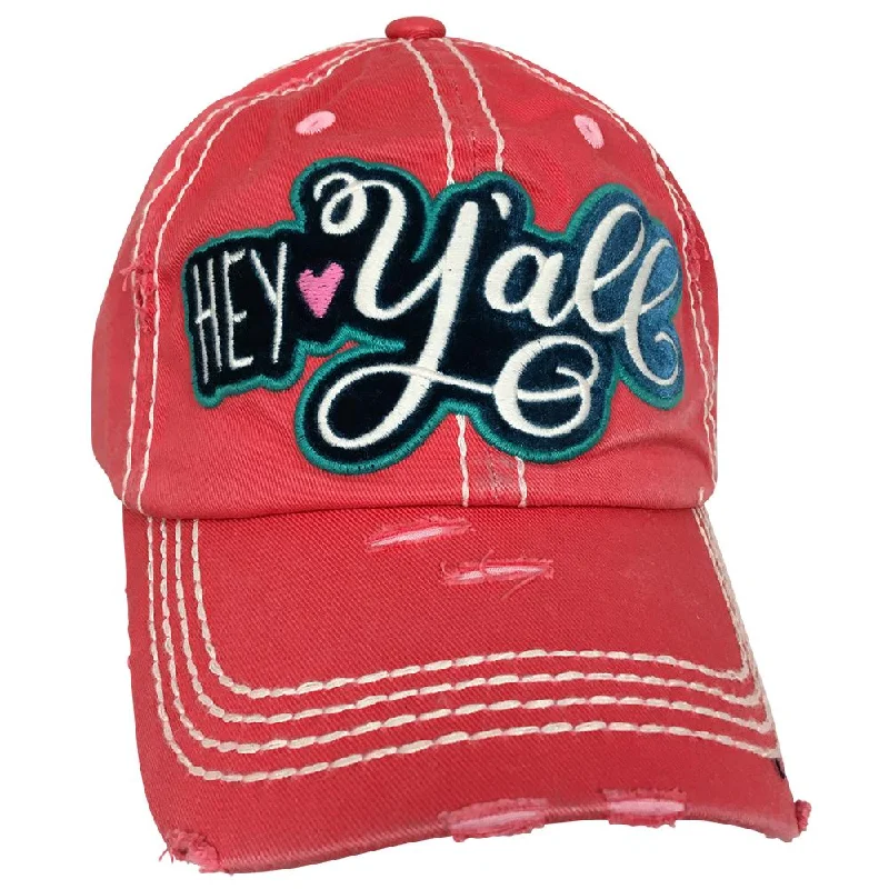 baseball cap with perforated panels-KBV-1169  Hey Yall-Hot Pink