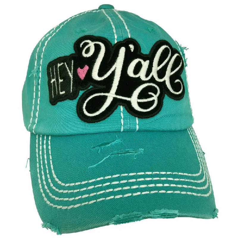 baseball cap for tailgate parties-KBV-1169 Hey Yall-Turquoise