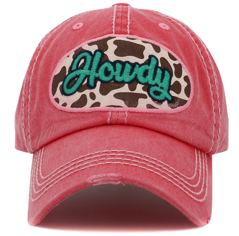 baseball cap with panther print-KBV-1495 Howdy Cow Print Hot Pink