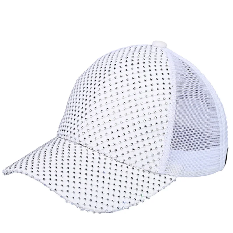 baseball cap with satin finish-BAB-8040 WHITE CLEAR DIAMOND CAP