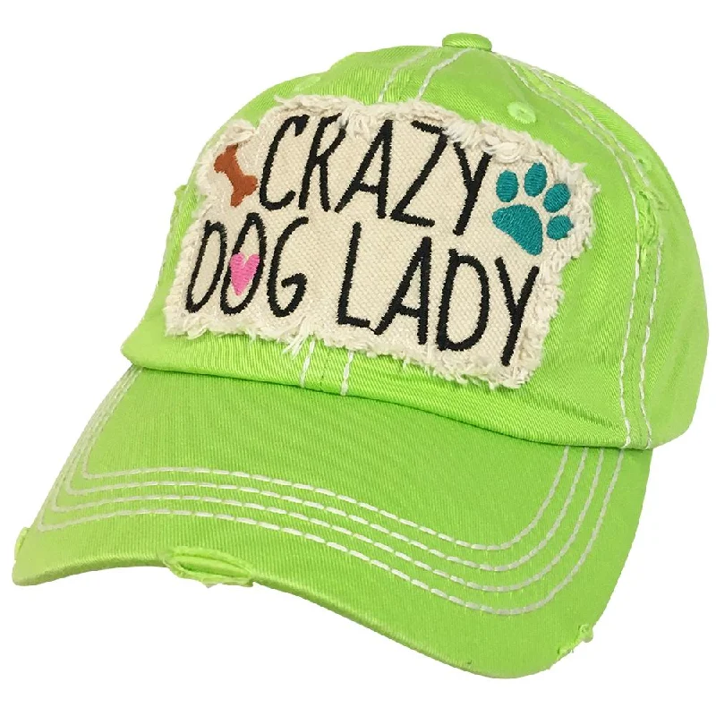 baseball cap with earthy colors-KBV-1189 Crazy Dog Lady Lime Green