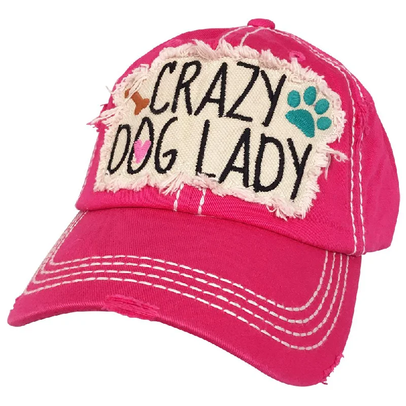 baseball cap with couple initials-KBV-1189 Crazy Dog Lady Hot Pink