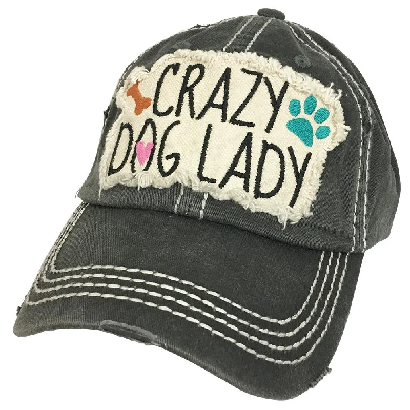 baseball cap for rooftop parties-KBV-1189 Crazy Dog Lady Black