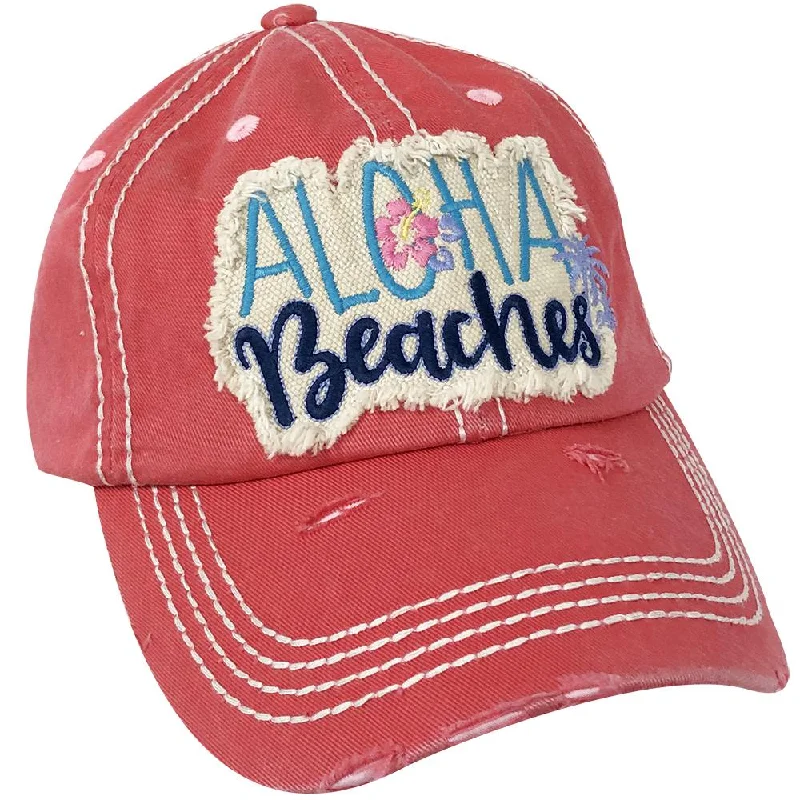 baseball cap for coastal trips-KBV-1199 Aloha Beaches Cap Hot Pink