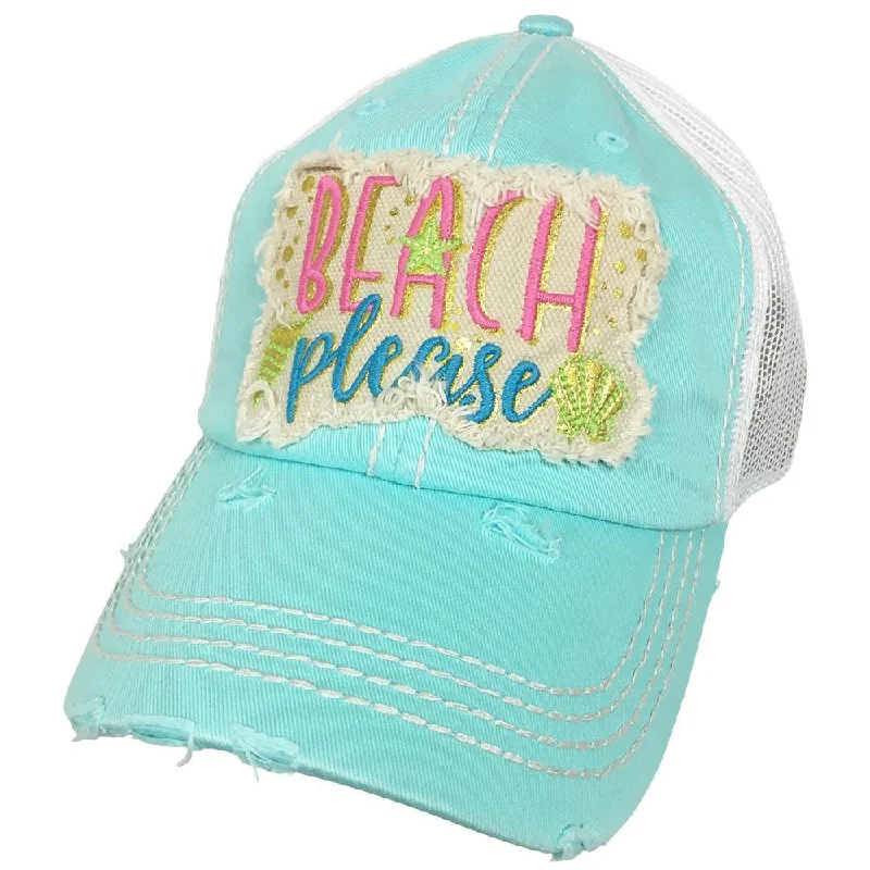 baseball cap with striking logos-KBV-1204 Beach Please Cap Diamond Blue