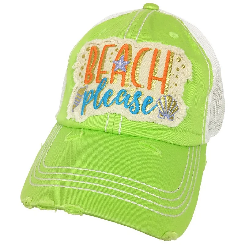 baseball cap for wavy hair-KBV-1204 Beach Please Cap Lime