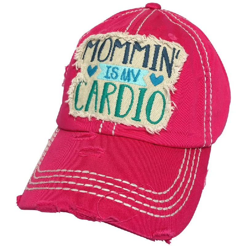 baseball cap with soft tones-KBV-1232 Mommin Is My Cardio Cap Hot Pink