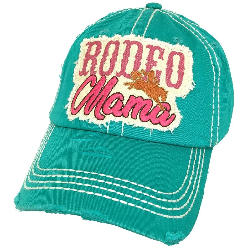 baseball cap with clean lines-KBV-1251 Rodeo Mama Cap Hot Turquoise